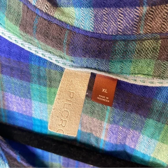 Pilcro | Anthropologie Hadley Relaxed Button Down Shirt Blue Green Size XL - Picture 8 of 13